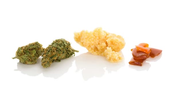 cannabis flower, wax and shatter