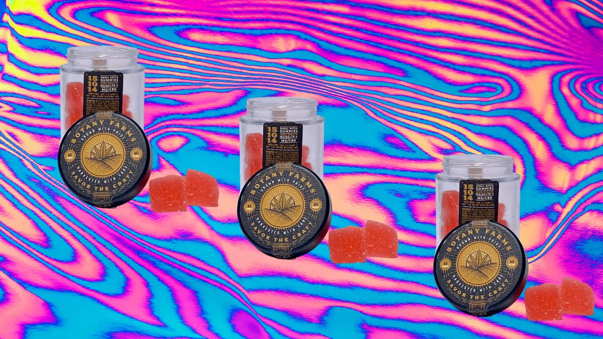 thc edibles on a psychedelic background