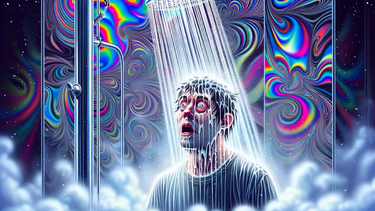 Man In Cold Shower When Stoned Illustration